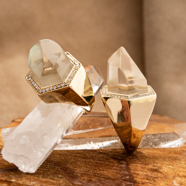 Jacquie Aiche Large Pave Clear Quartz Crystal Ring