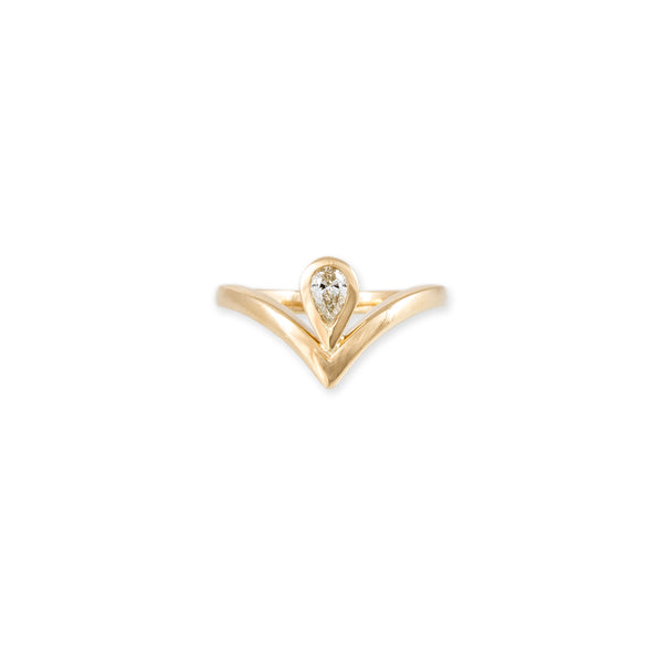 jacquie aiche Large Teardrop Diamond V Ring