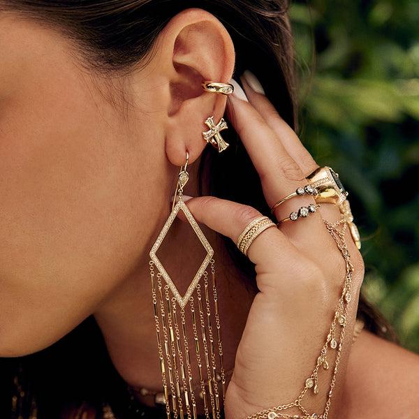 Jacquie Aiche MARQUISE DIAMOND DOME EAR CUFF