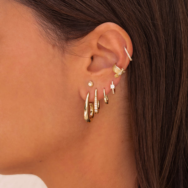 Jacquie Aiche Medium Pave Graduated Oval Open Hoop