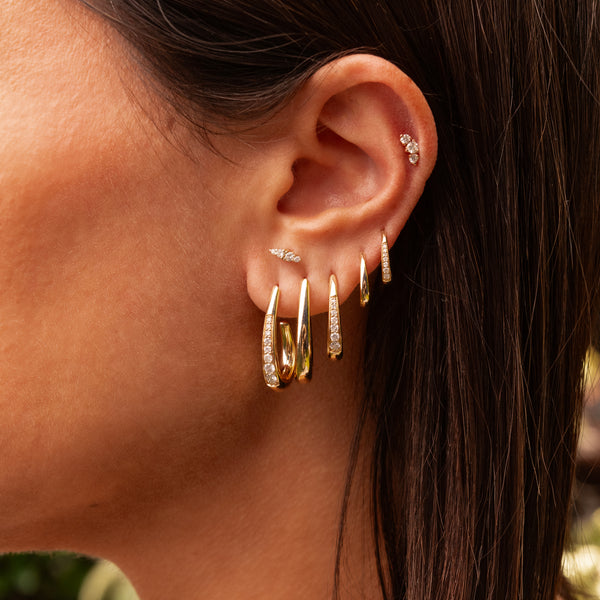 Jacquie Aiche Medium Pave Graduated Oval Open Hoop