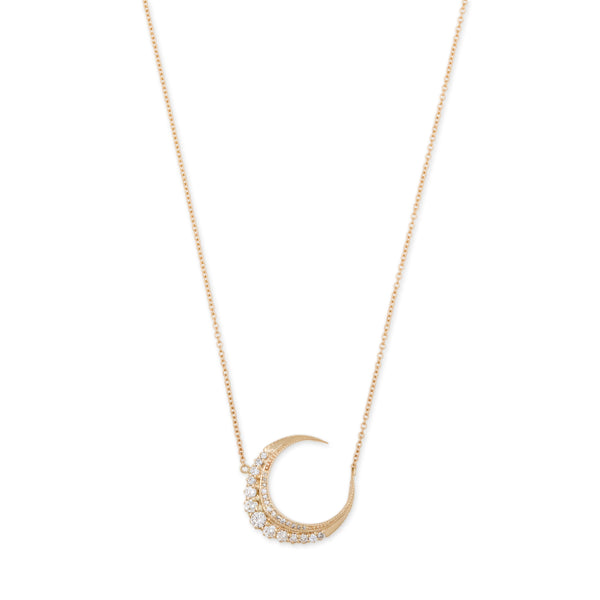 jacquie aiche Mini Diamond Crescent Moon Necklace