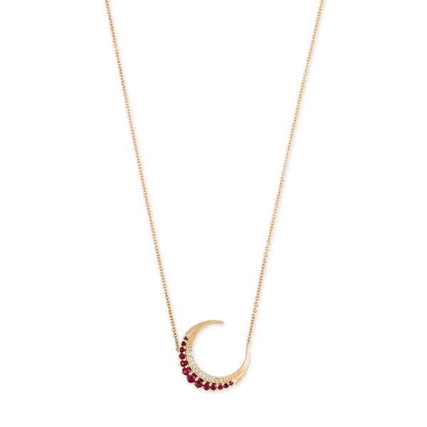 jacquie aiche Mini Ruby Crescent Moon Necklace