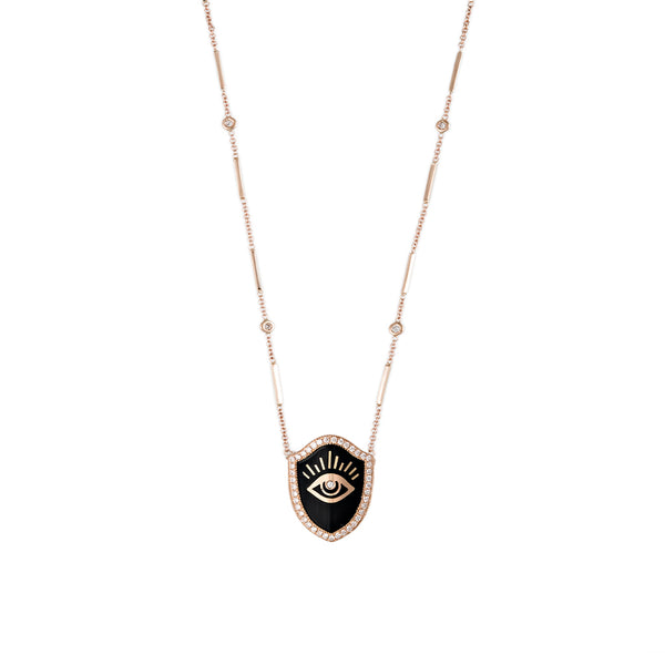jacquie aiche ONYX DIAMOND EYE SHIELD NECKLACE