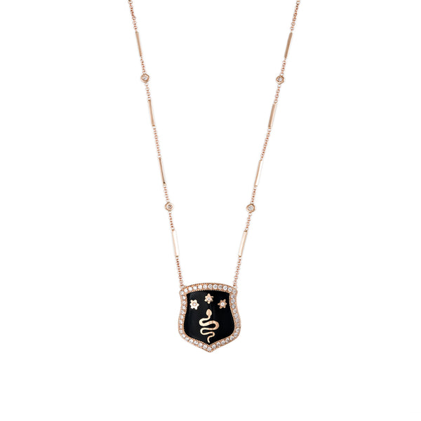 Jacquie Aiche ONYX SNAKE SHIELD NECKLACE