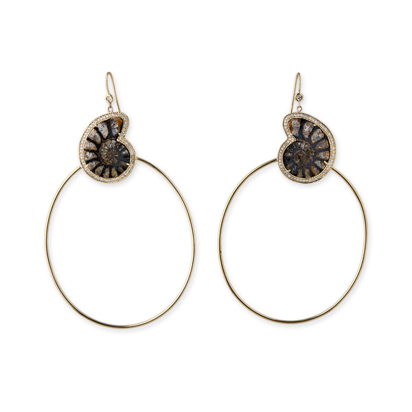 jacquie aiche PAVE + AMMONITE FOSSIL HOOPS