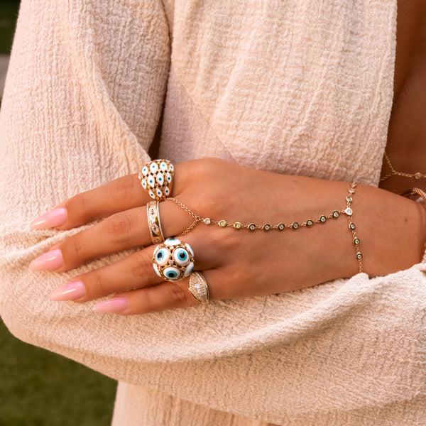 Jacquie Aiche Pave + Blue Diamond Eyes Spinner Ring