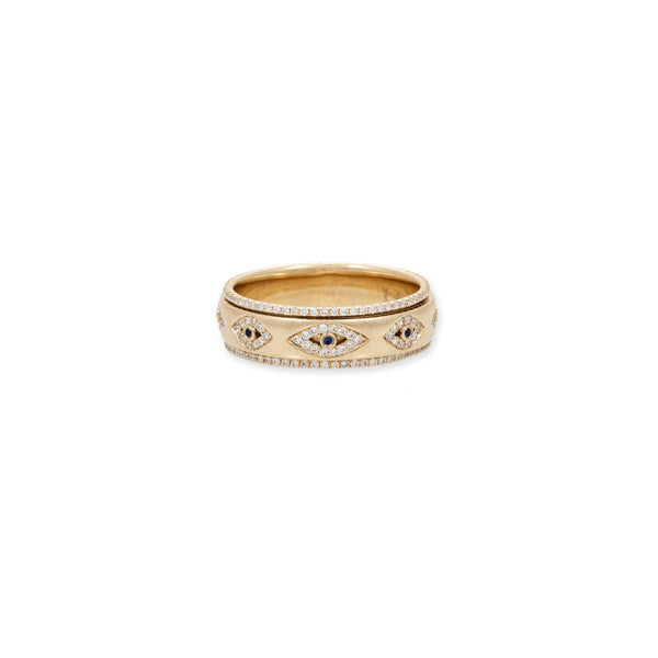 jacquie aiche Pave + Blue Diamond Eyes Spinner Ring