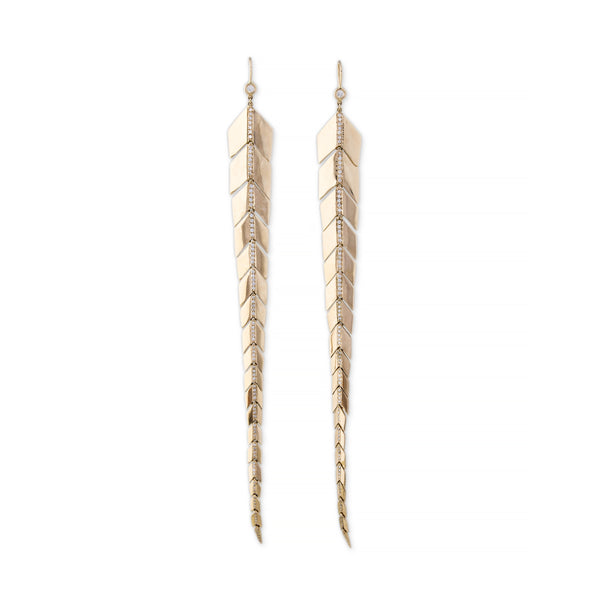 jacquie aiche PAVE CENTER LONG FISHTAIL EARRINGS