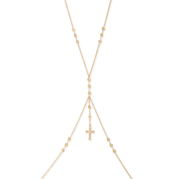 jacquie aiche Pave Cross Drip Diamond Bodychain