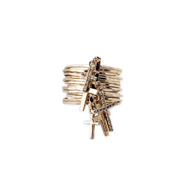 jacquie aiche Pave Cross Shaker Multi Waif Ring