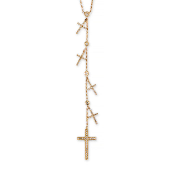 Jacquie Aiche Pavé Cross Shaker Y Necklace