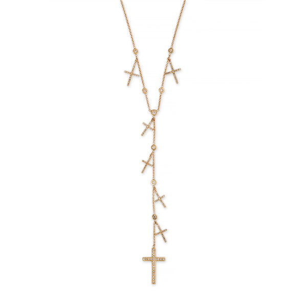 jacquie aiche Pavé Cross Shaker Y Necklace