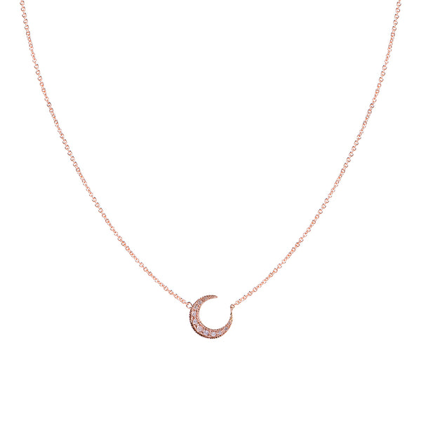 Jacquie Aiche Pavé Diamond Crescent Moon Necklace