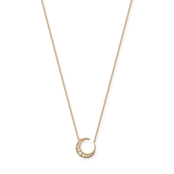 jacquie aiche Pavé Diamond Crescent Moon Necklace