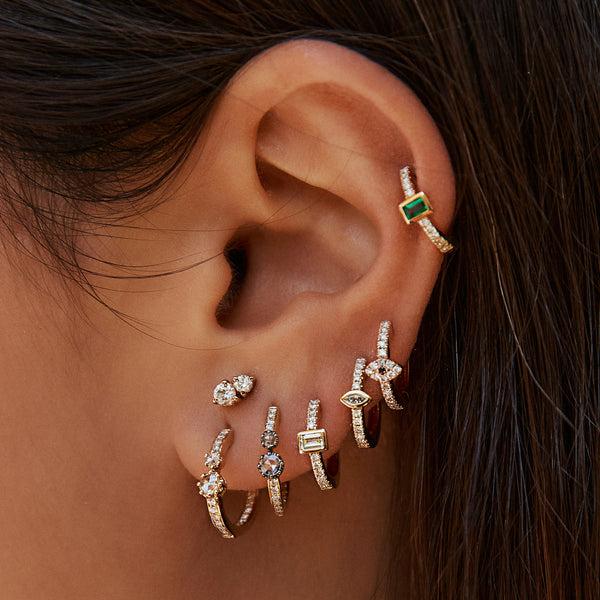 Jacquie Aiche Pave Diamond Eye Mini Hoop