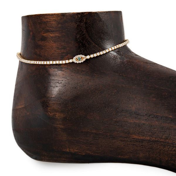 jacquie aiche Pave Diamond Eye Twiggy Anklet