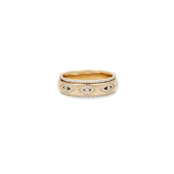 jacquie aiche Pave Diamond Eyes Spinner Ring