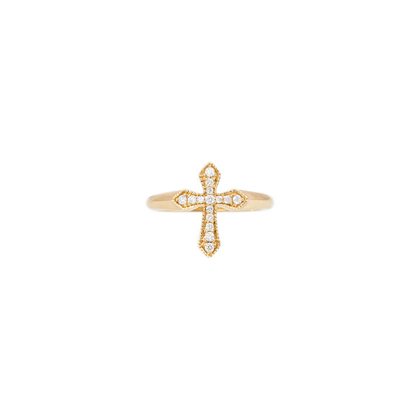 jacquie aiche Pave Diamond Gothic Cross Ring
