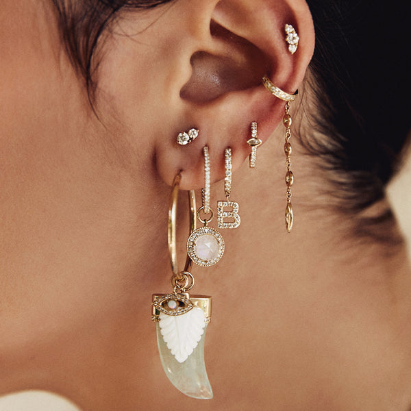 Jacquie Aiche Pave Diamond Letter Mini Hoop