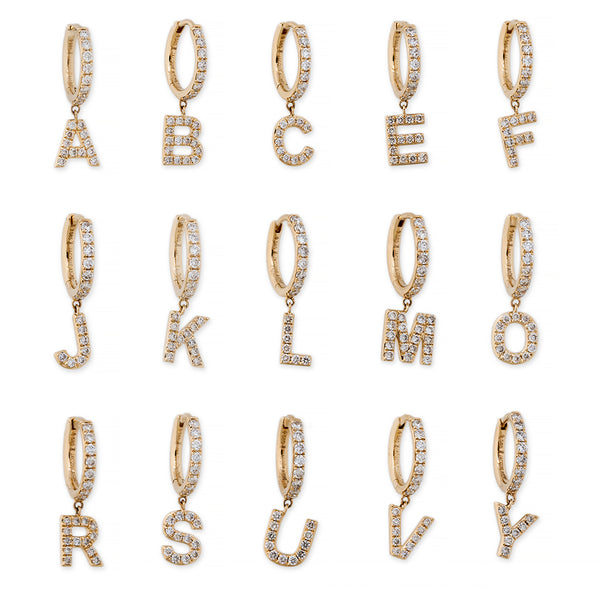 Jacquie Aiche Pave Diamond Letter Mini Hoop
