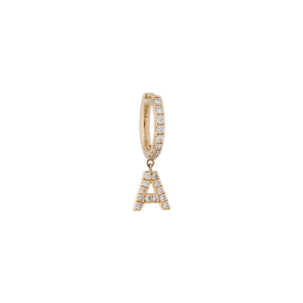 jacquie aiche Pave Diamond Letter Mini Hoop