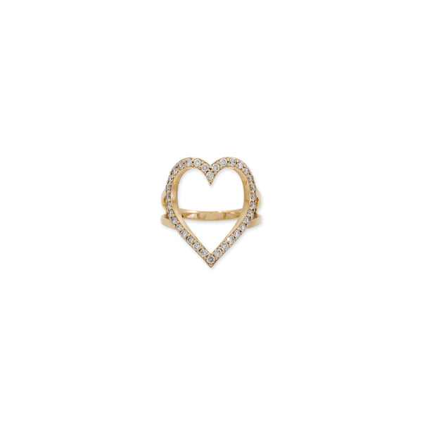 jacquie aiche Pave Diamond Outline Heart Ring
