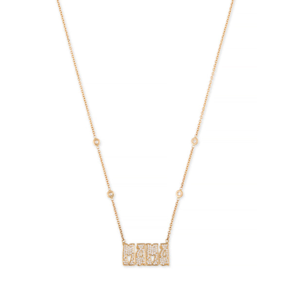 jacquie aiche Pave Diamond Small "Mama" Necklace