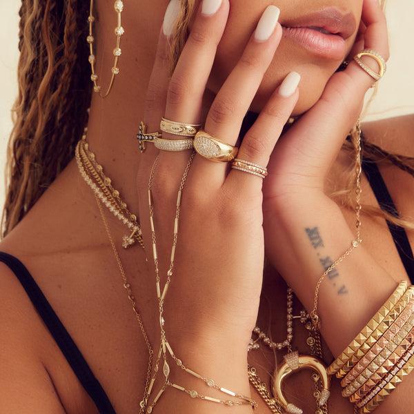 Jacquie Aiche Pave Diamond Spike Spinner Ring