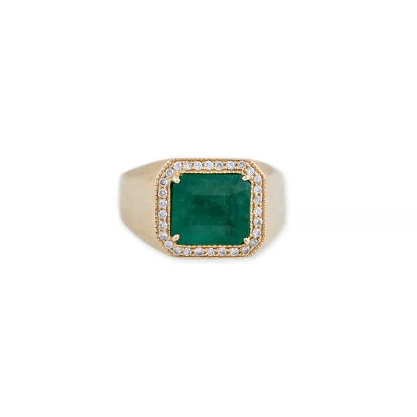 jacquie aiche Pave Emerald Cut Emerald Ring