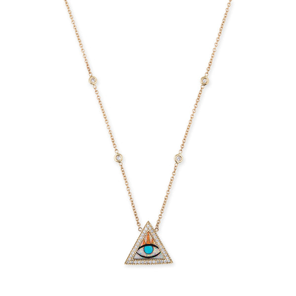 jacquie aiche Pave Eye Triangle Inlay Necklace