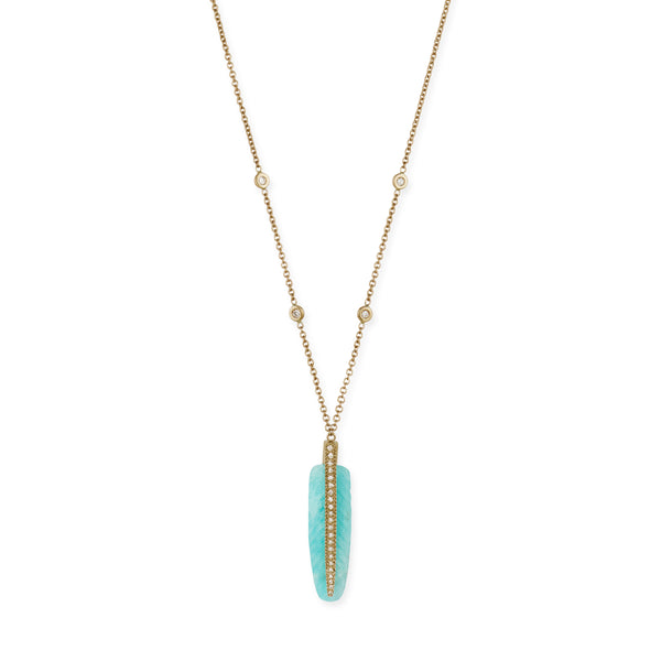 Jacquie Aiche Pave Gemstone Feather Necklace