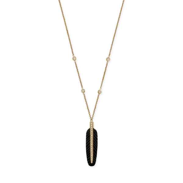 Jacquie Aiche Pave Gemstone Feather Necklace