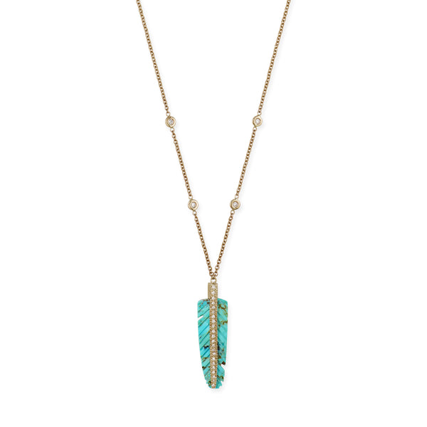 jacquie aiche Pave Gemstone Feather Necklace