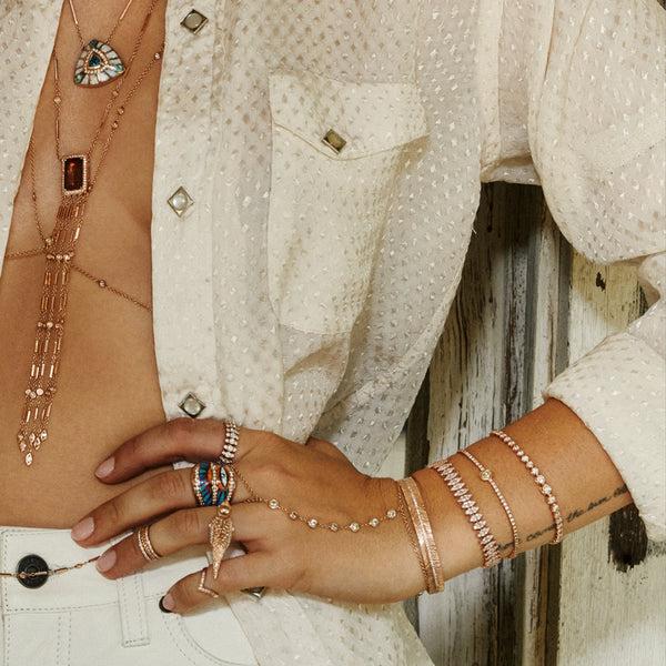 Jacquie Aiche Pavé Gold Feather Cuff