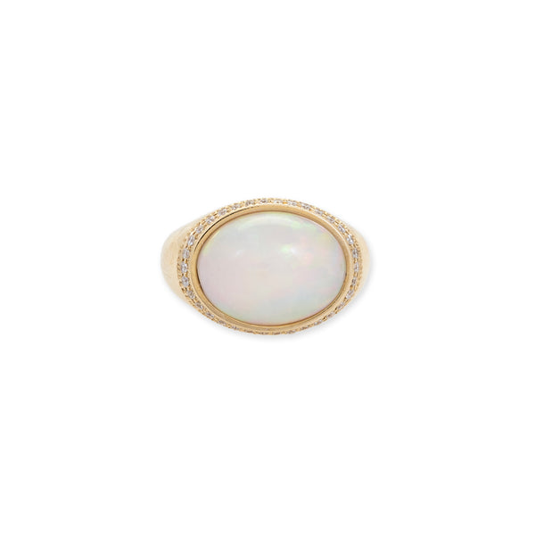 Jacquie Aiche Pave Horizontal Oval Opal Ring