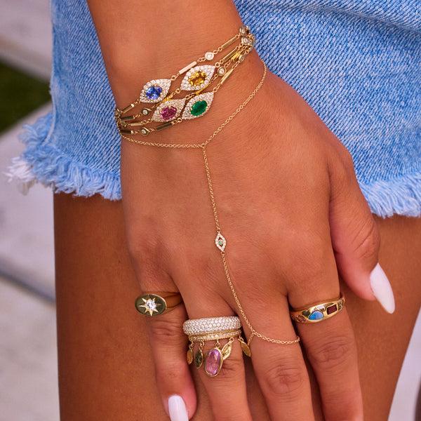 Jacquie Aiche Pave Mini Eye Finger Bracelet