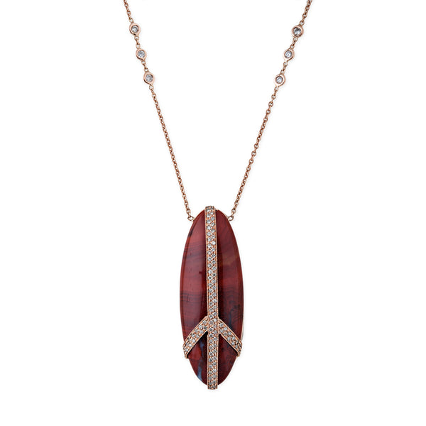 jacquie aiche Pavé Peace Red Agate Necklace