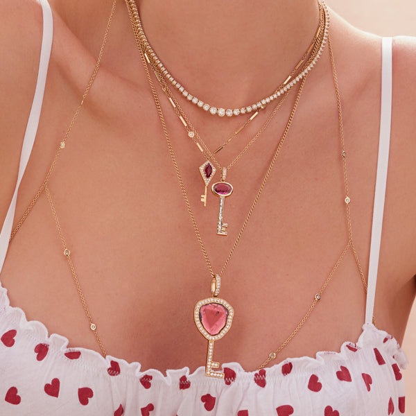 Jacquie Aiche Pave Pink Tourmaline Key Charm