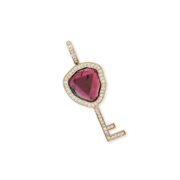 jacquie aiche Pave Pink Tourmaline Key Charm