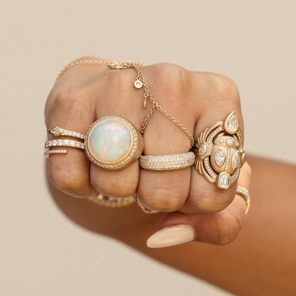 Jacquie Aiche Pave Round Opal Starburst Ring