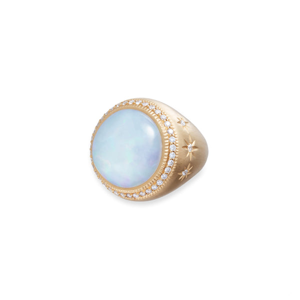 jacquie aiche Pave Round Opal Starburst Ring