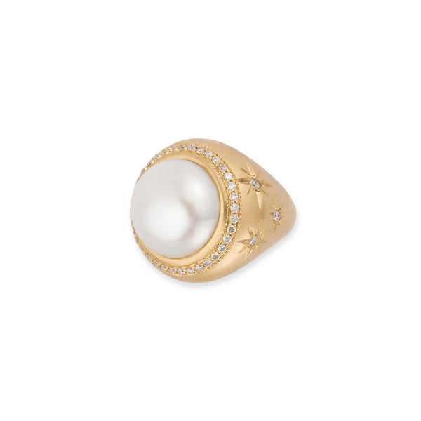 jacquie aiche Pave Round Pearl Starburst Ring
