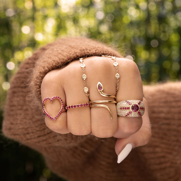 Jacquie Aiche Pave Ruby Outline Heart Ring