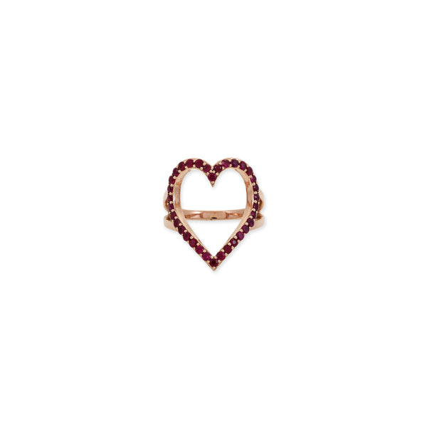 jacquie aiche Pave Ruby Outline Heart Ring