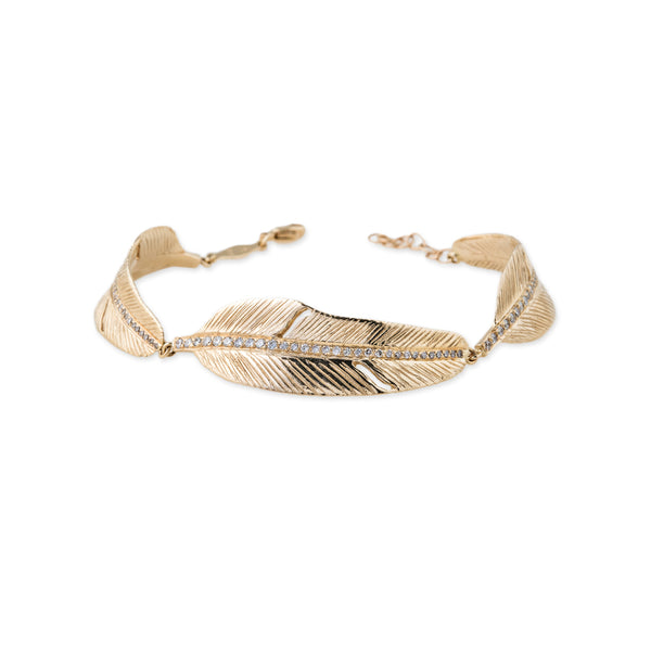 jacquie aiche Pavé Triple Feather Bracelet