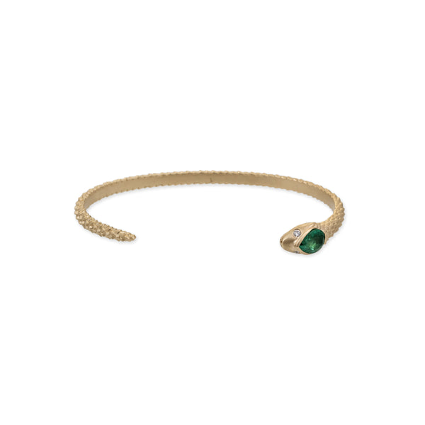 jacquie aiche Rose Cut Emerald Head Snake Cuff