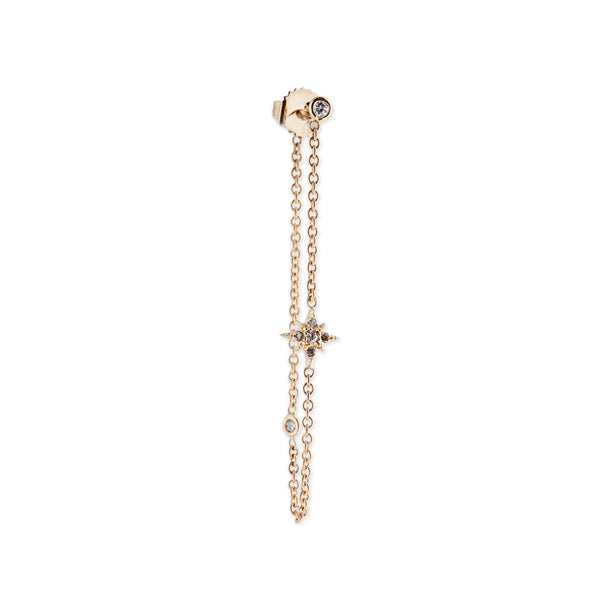 jacquie aiche SHINING STAR CHAIN HOOP STUD EARRING