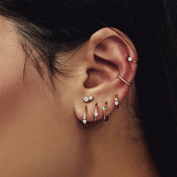 Jacquie Aiche SMALL 2 GRADUATED DIAMOND HOOP