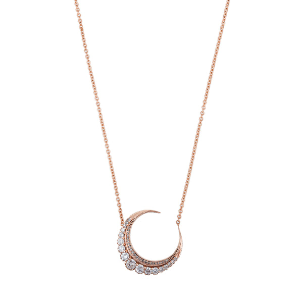 jacquie aiche Small Diamond Crescent Moon Necklace